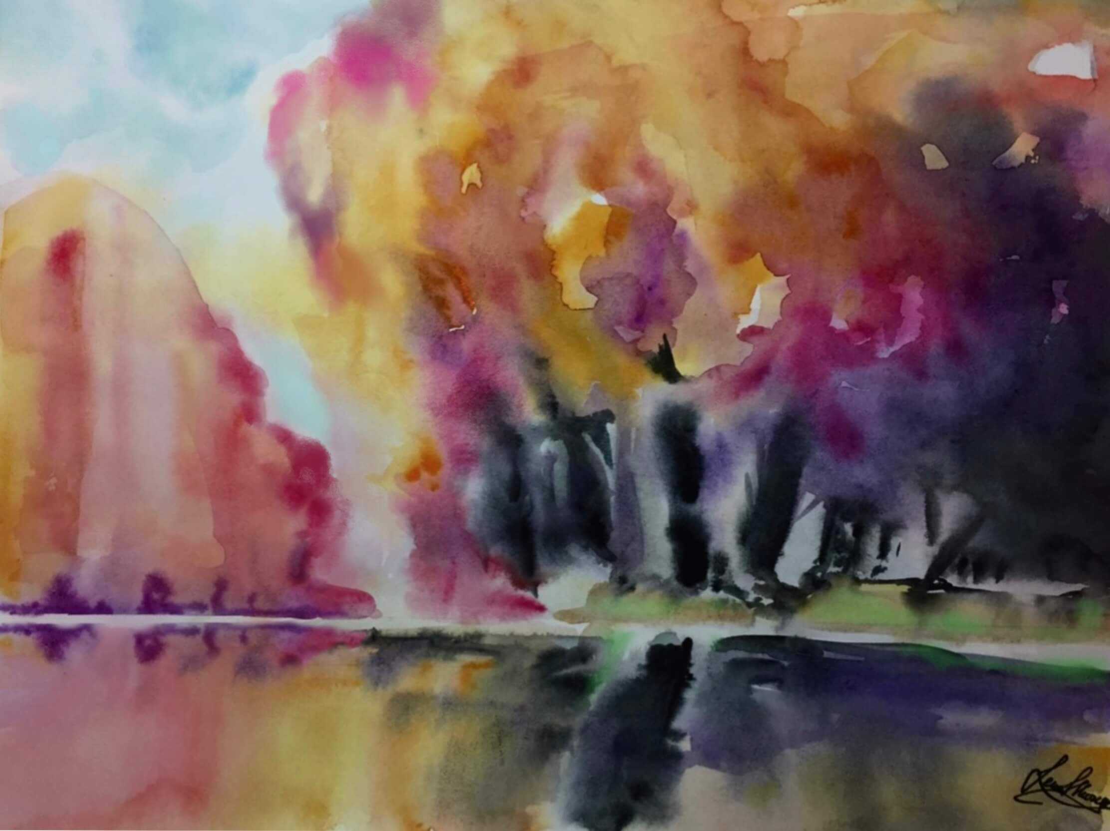 Autumn, Original watercolour painting 40/29 cm