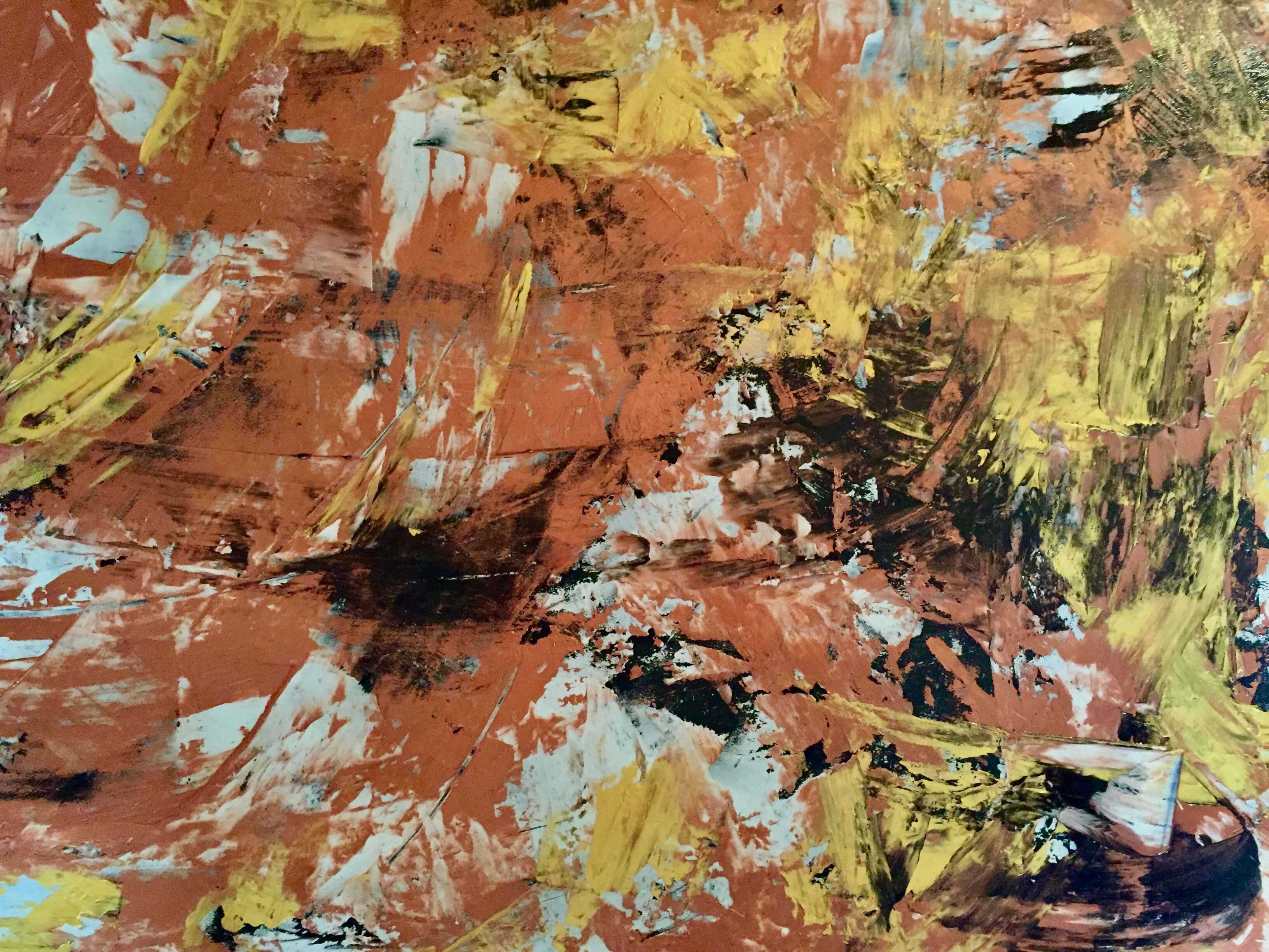 Wind, Original acrylic texture art work with a gold accent